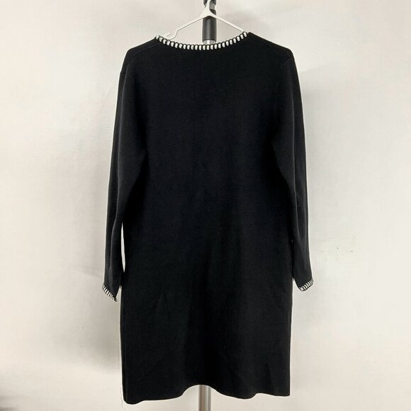 Magaschoni Black White Trim Split Cuff Long Open Cardigan‎ Sz S - Picture 10 of 15